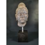 FINE GANDHARA SCHIST HEAD OF BODHISATTVA