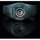 SAXON ERA BRONZE RING WITH EVIL EYE