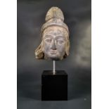 GANDHARA SCHIST LIFE-SIZE HEAD OF PRINCESS