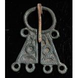 VIKING ERA BRONZE PENANNULAR BROOCH WITH SNAKE DECORATION