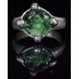 VIKING SILVER RING WITH GREEN GEM