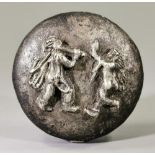 RARE ROMAN SILVER FITTING WITH MUSICIAN AND NYMPH