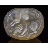 SASSANIAN AGATE BEAD WITH ZEBU BULL