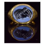 ROMAN GOLD NICOLO INTAGLIO RING WITH IMPERIAL PORTRAIT