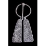 VIKING ERA SILVER PENANNULAR BROOCH WITH TRISKELE