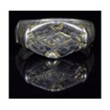 VIKING SILVER RING WITH RUNIC SYMBOLS AND NIELLO