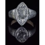 TUDOR PERIOD SILVER RING WITH FLORAL DECORATION