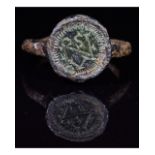 RARE BYZANTINE IRON RING WITH CHRISTIAN MONOGRAM