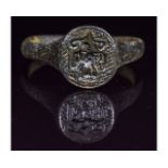 ROMAN BRONZE SEAL RING WITH EAGLE