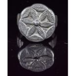LARGE BYZANTINE SILVER RING WITH FLORAL PATTERN