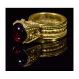 MEROVINGIAN GOLD RING WITH GARNET STONE