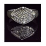VIKING SILVER RING WITH RUNIC SYMBOL
