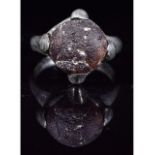 VIKING PERIOD SILVER RING WITH PURPLE GEM