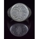 CRUSADERS PERIOD SILVER RING WITH MONOGRAM FOR CHRIST