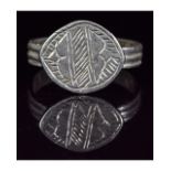 RARE MEDIEVAL SILVER RING WITH LADDER