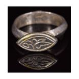 MEDIEVAL SILVER GILT RING WITH DECORATION