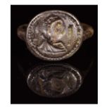 MEROVINGIAN SILVER RING WITH BUST