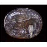 SASSANIAN AGATE STONE SEAL BEAD WITH STAG