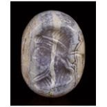 SASSANIAN AGATE BEAD WITH MALE PORTRAIT