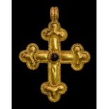 MEDIEVAL PERIOD GOLD CROSS WITH GARNET