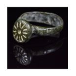 MEDIEVAL BRONZE ASTROLOGICAL RING