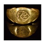 MEDIEVAL CHRISTIAN GOLD RING WITH MONOGRAM