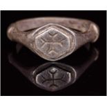 MEDIEVAL PERIOD SILVER RING WITH CROSS