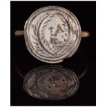 MEDIEVAL PERIOD SILVER RING WITH PERSONAL INITIALS "LA"