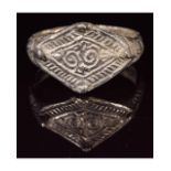 VIKING SILVER RING WITH RUNIC SYMBOL