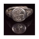 MEDIEVAL SILVER RING WITH CHRISTIAN MONOGRAM