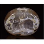 SASSANIAN AGATE STONE SEAL BEAD WITH STAG