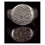 VIKING SILVER RING WITH RUNIC SYMBOLS