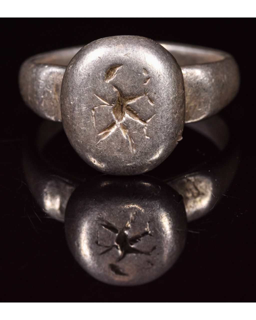 VIKING PERIOD SILVER RING WITH FLYING BIRD