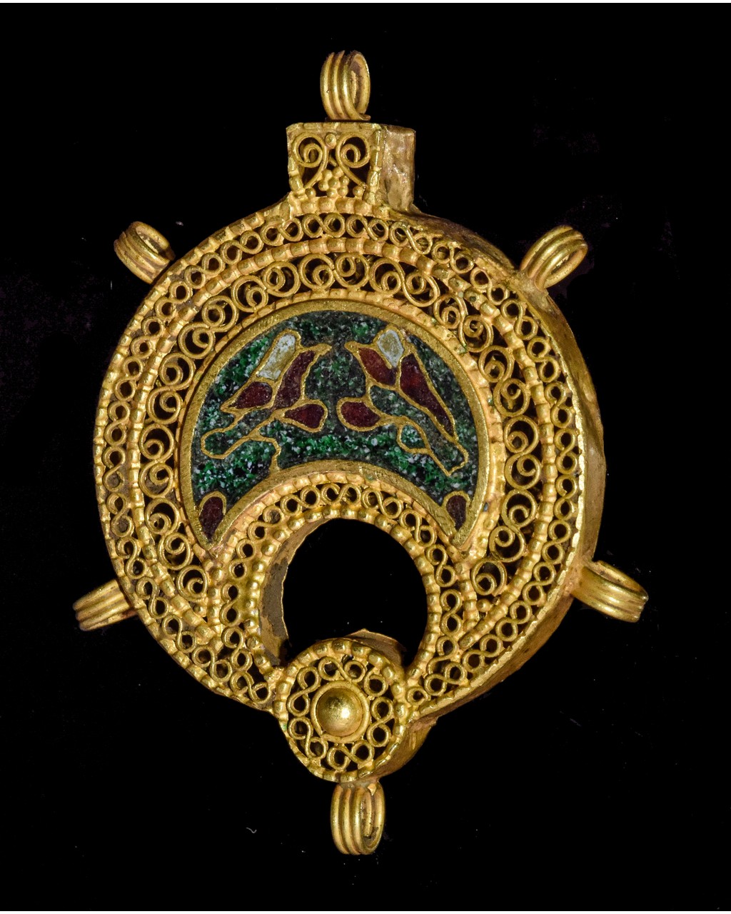 BYZANTINE GOLD LUNAR AMULET WITH ENAMEL - Image 2 of 3