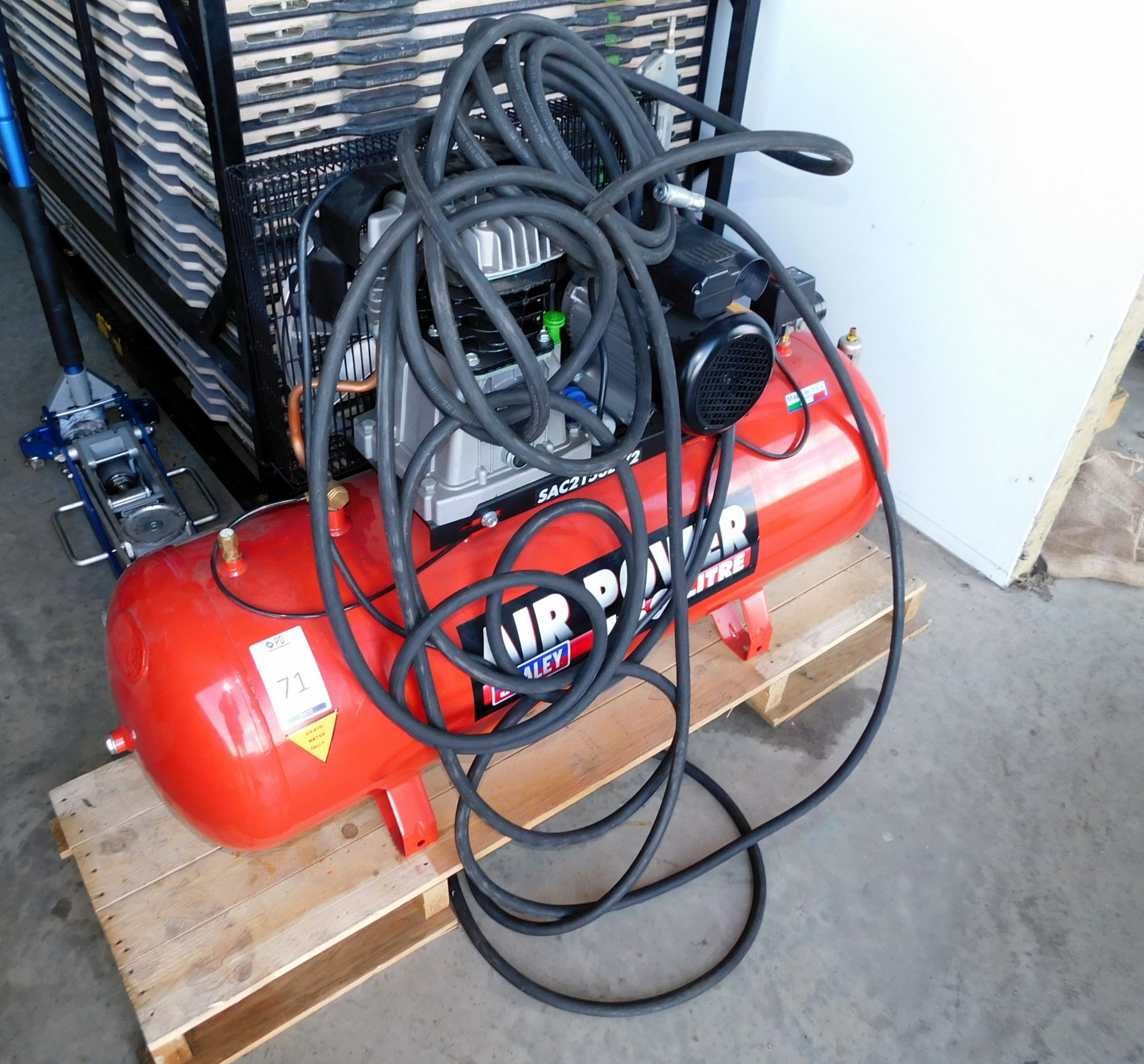 Sealey Air Power 150Ltr receiver mounted air compressor (240v), Serial Number: IYD0024395, with