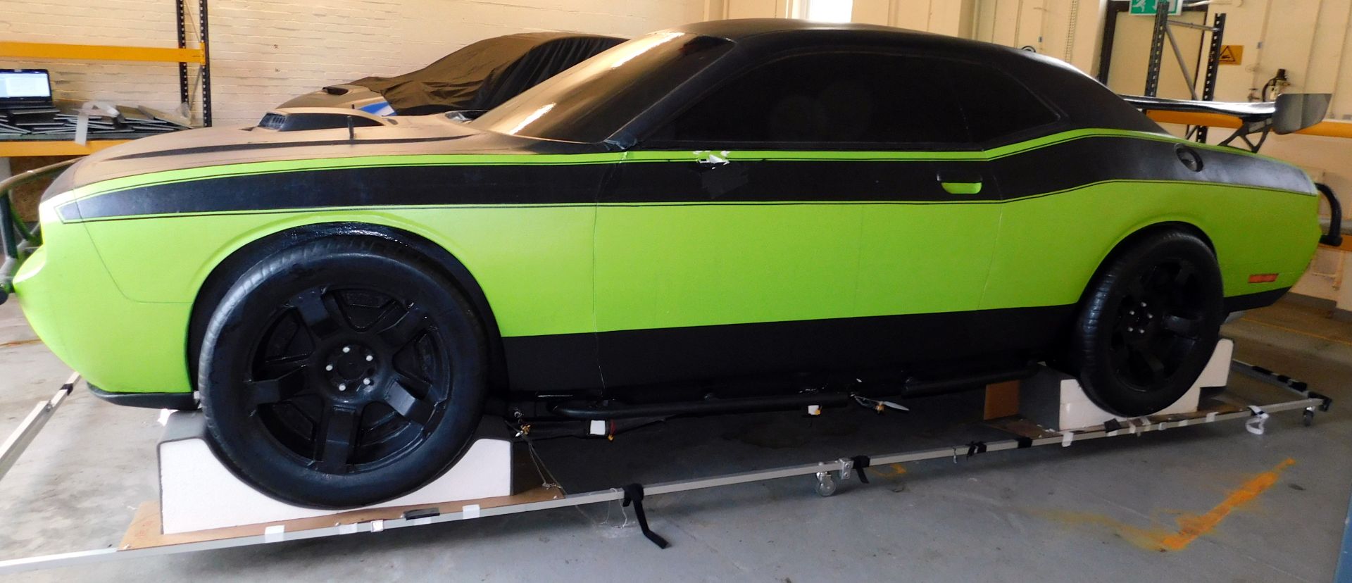 “Gear Factor” Helium Filled Flying Full Size Green/Black Dodge Challenger Model with 4 Electric - Image 11 of 13