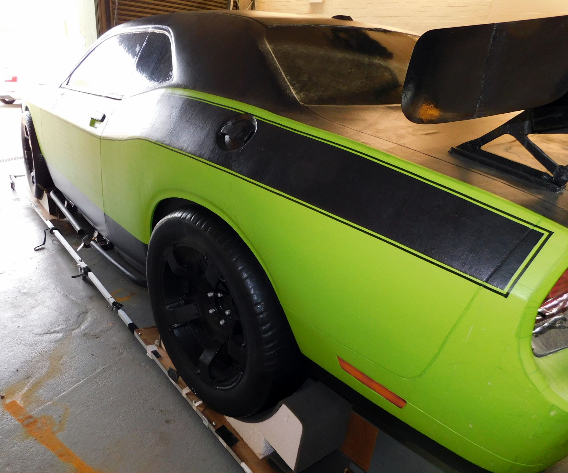 “Gear Factor” Helium Filled Flying Full Size Green/Black Dodge Challenger Model with 4 Electric - Image 10 of 13