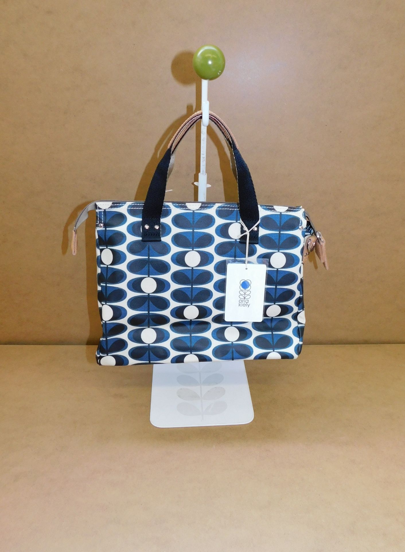 Orla Kiely Flower Oval Small Zip Messenger, Indigo (RRP £130) (Located Stockport)