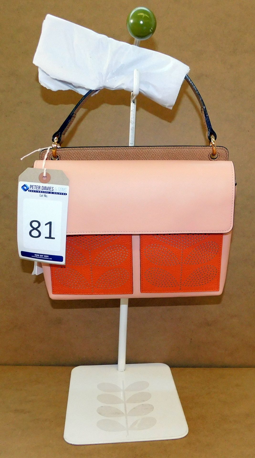 Orla Kiely Punched Pocket Leather Robin Bag, Marshmallow (Ex-Display) (RRP £250) (Located
