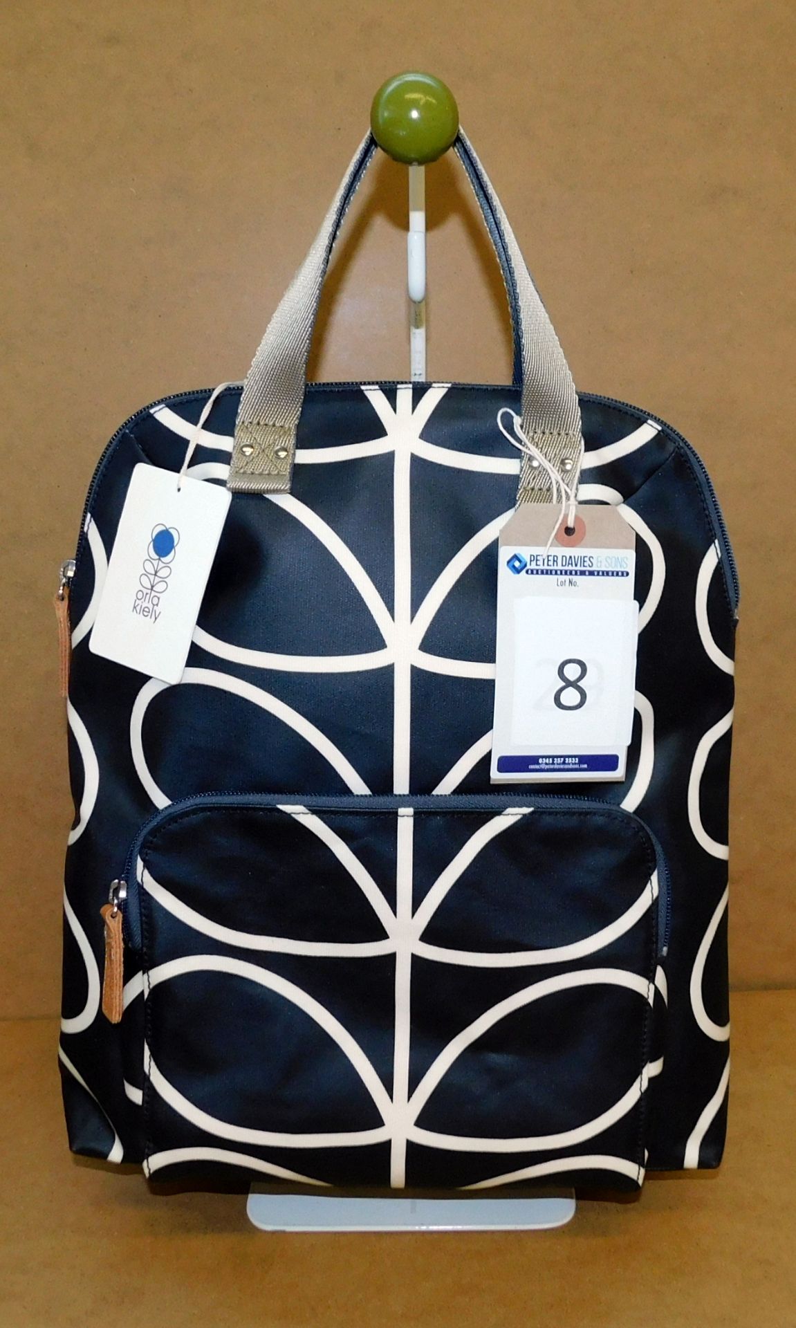 Orla Kiely Giant Linear Stem Backpack Tote, Liquorice (Ex-Display) (RRP £170) (Located Stockport)