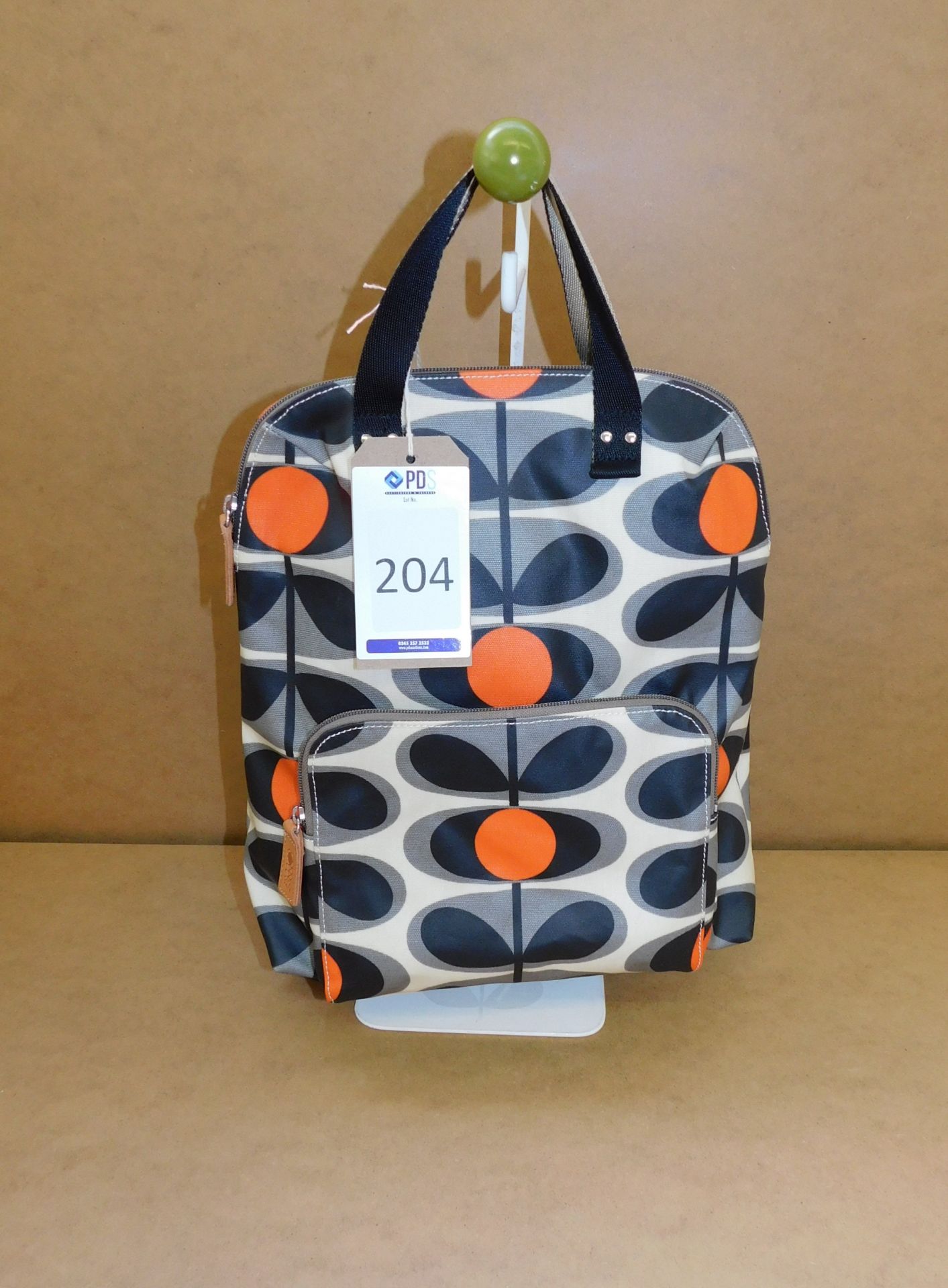 Orla Kiely Flower Oval Backpack Tote, Granite (Ex-Display) (RRP £155) (Located Stockport)