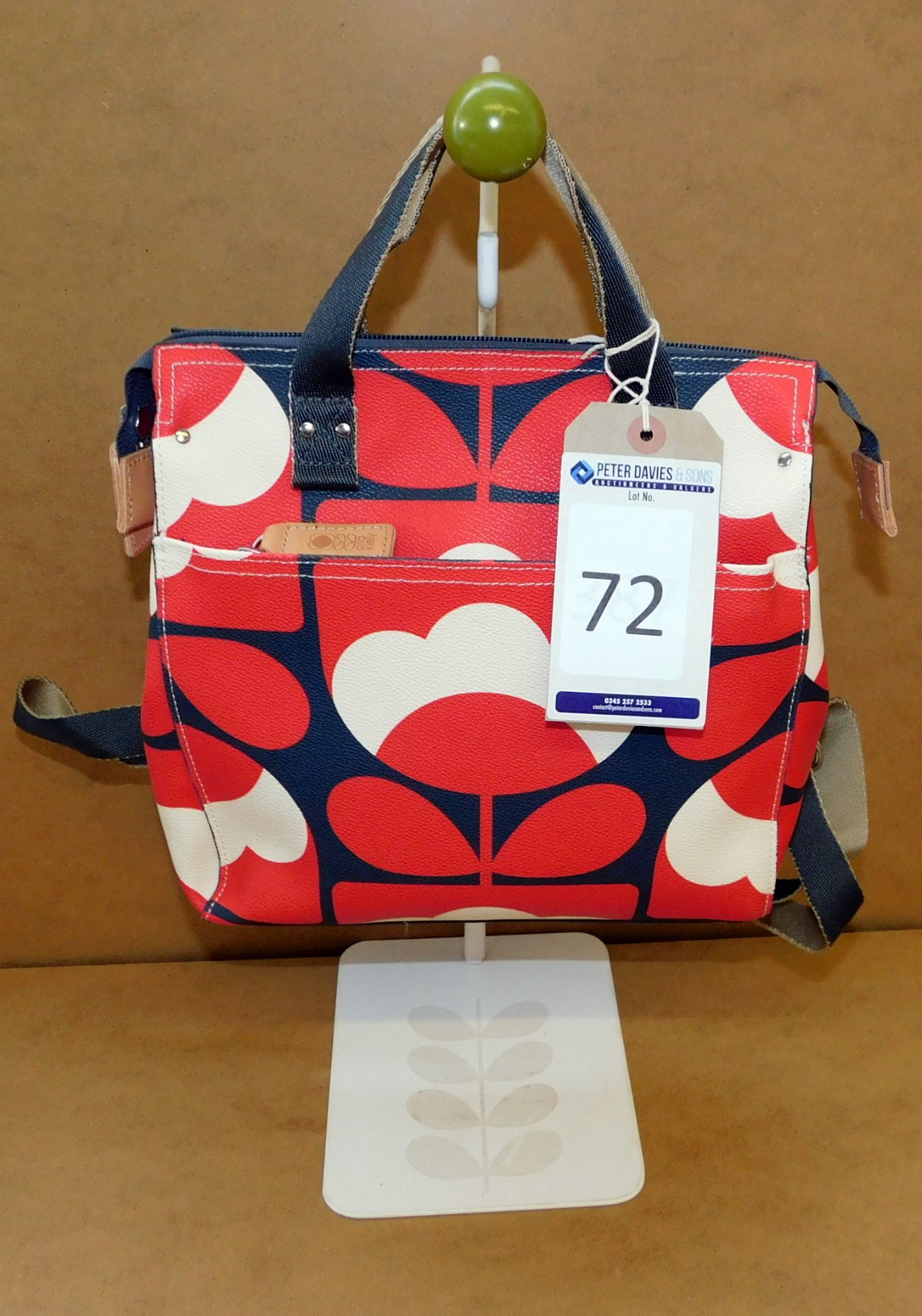 Orla Kiely Spring Bloom Vinyl Small Backpack, Ruby (Ex-Display) (RRP £74) (Located Stockport)