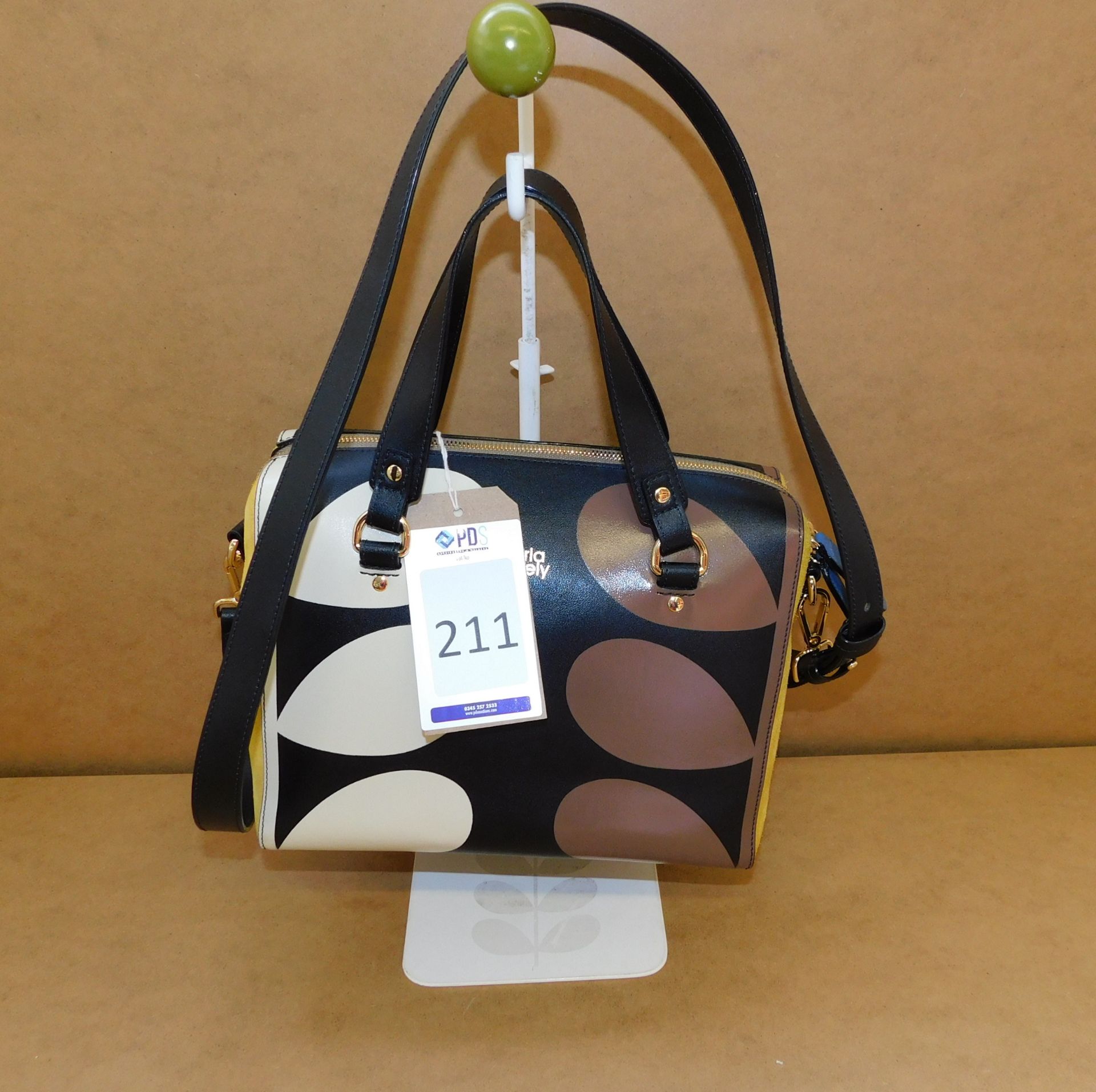 Orla Kiely Printed Leather Cicely Bag, Black (Ex-Display) (RRP £390) (Located Stockport)