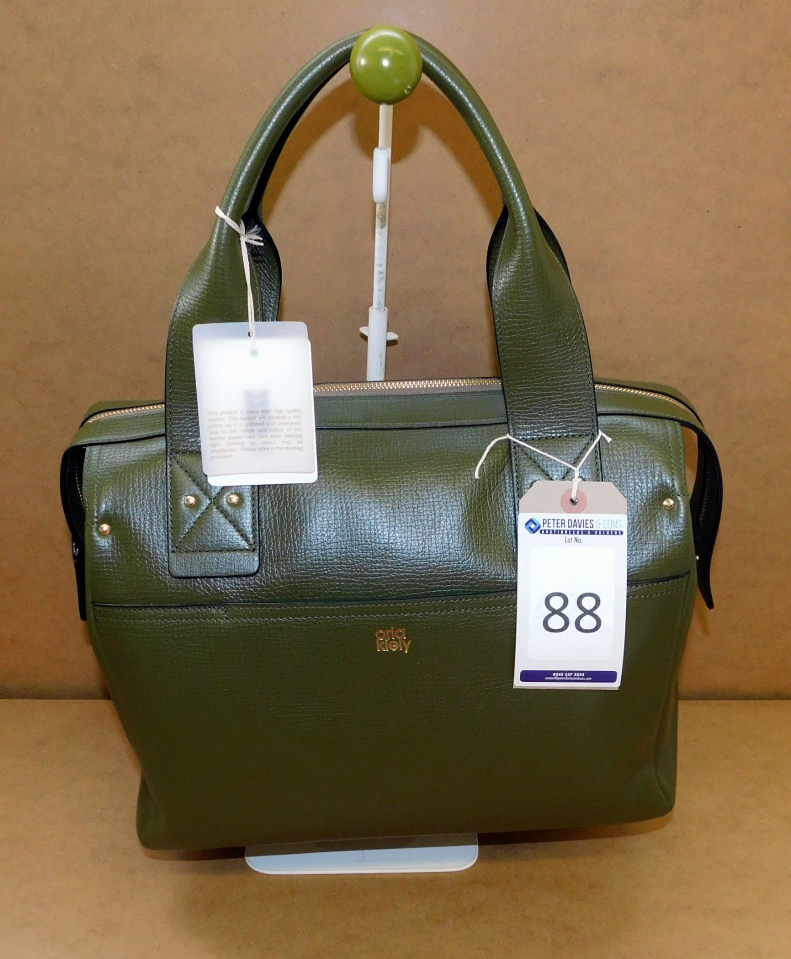Orla Kiely Textured Leather Embossed Stem Margot Tote, Spruce (Ex-Display) (Located Stockport)