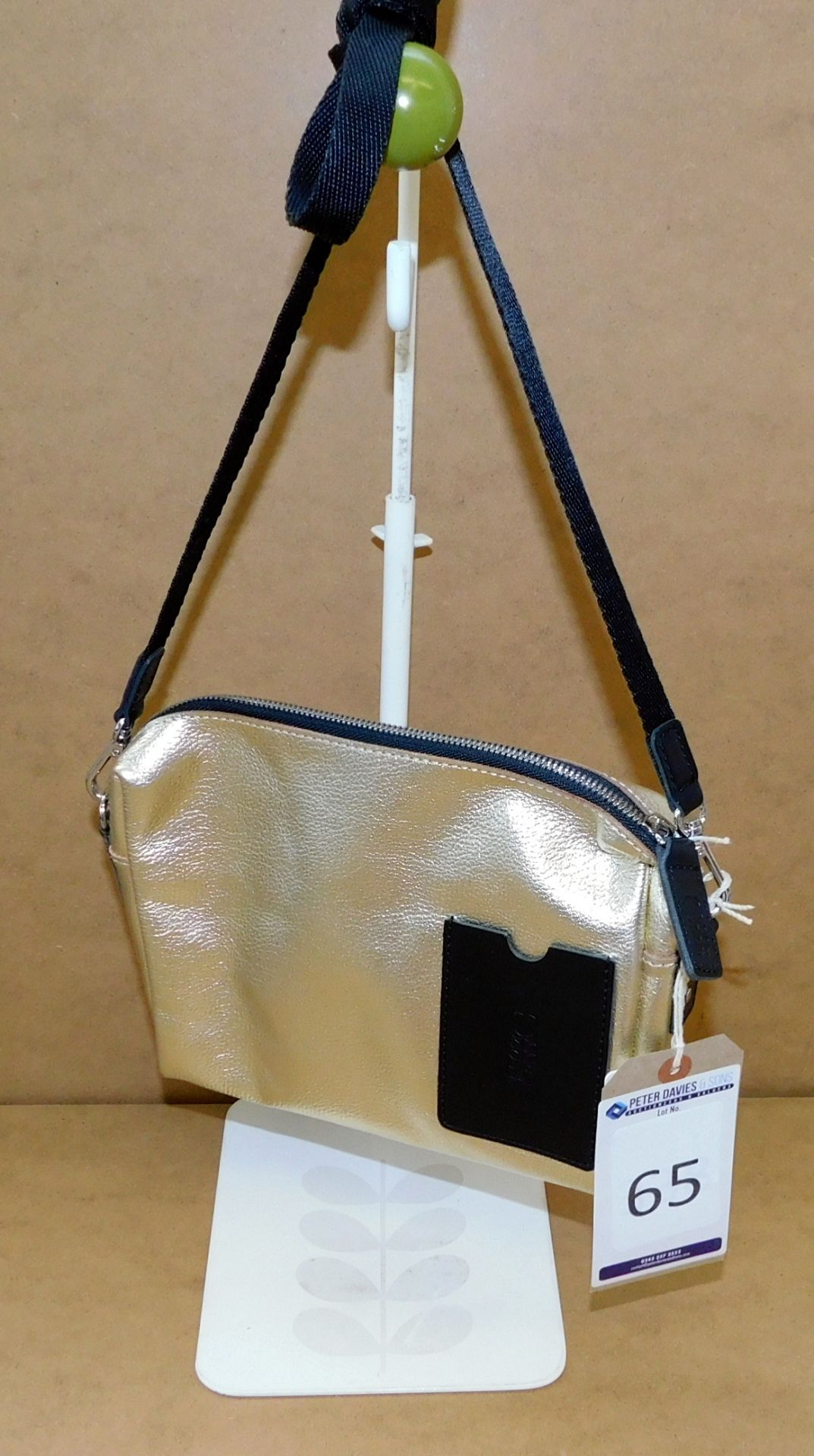 Orla Kiely Embossed Flower Stem Leather Small Crossbody, Light Gold 7105 (Ex-Display) (RRP £95) (