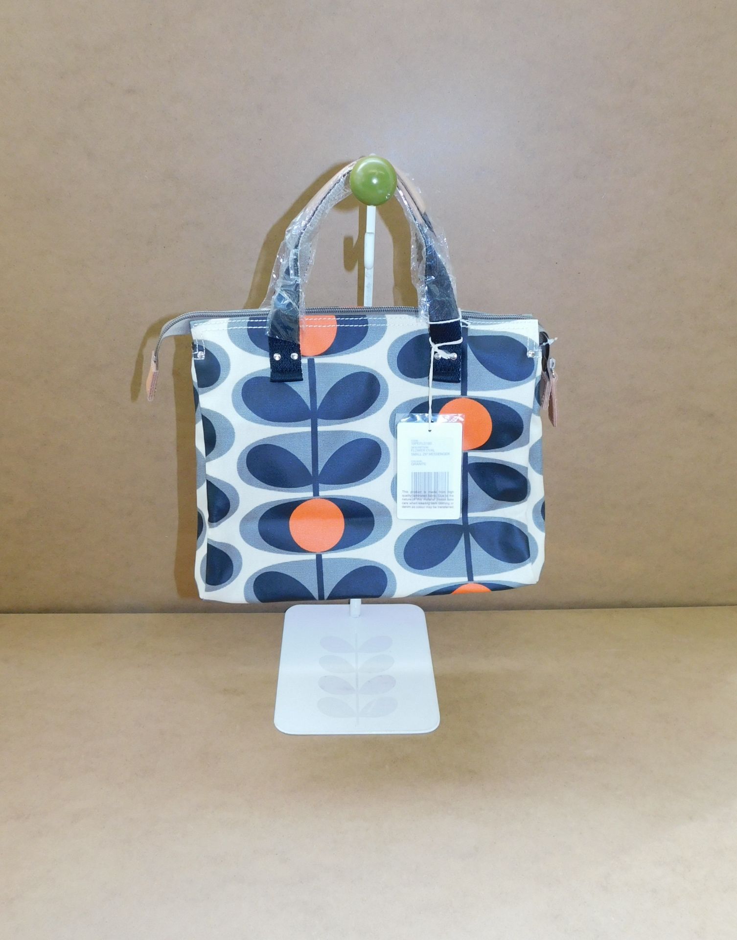Orla Kiely Flower Oval Small Zip Messenger, Granite (RRP £75) (Located Stockport)