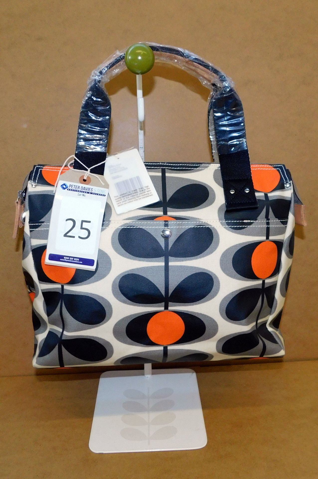 Orla Kiely Flower Oval Zip Messenger, Granite (Ex-Display) (RRP £155) (Located Stockport)