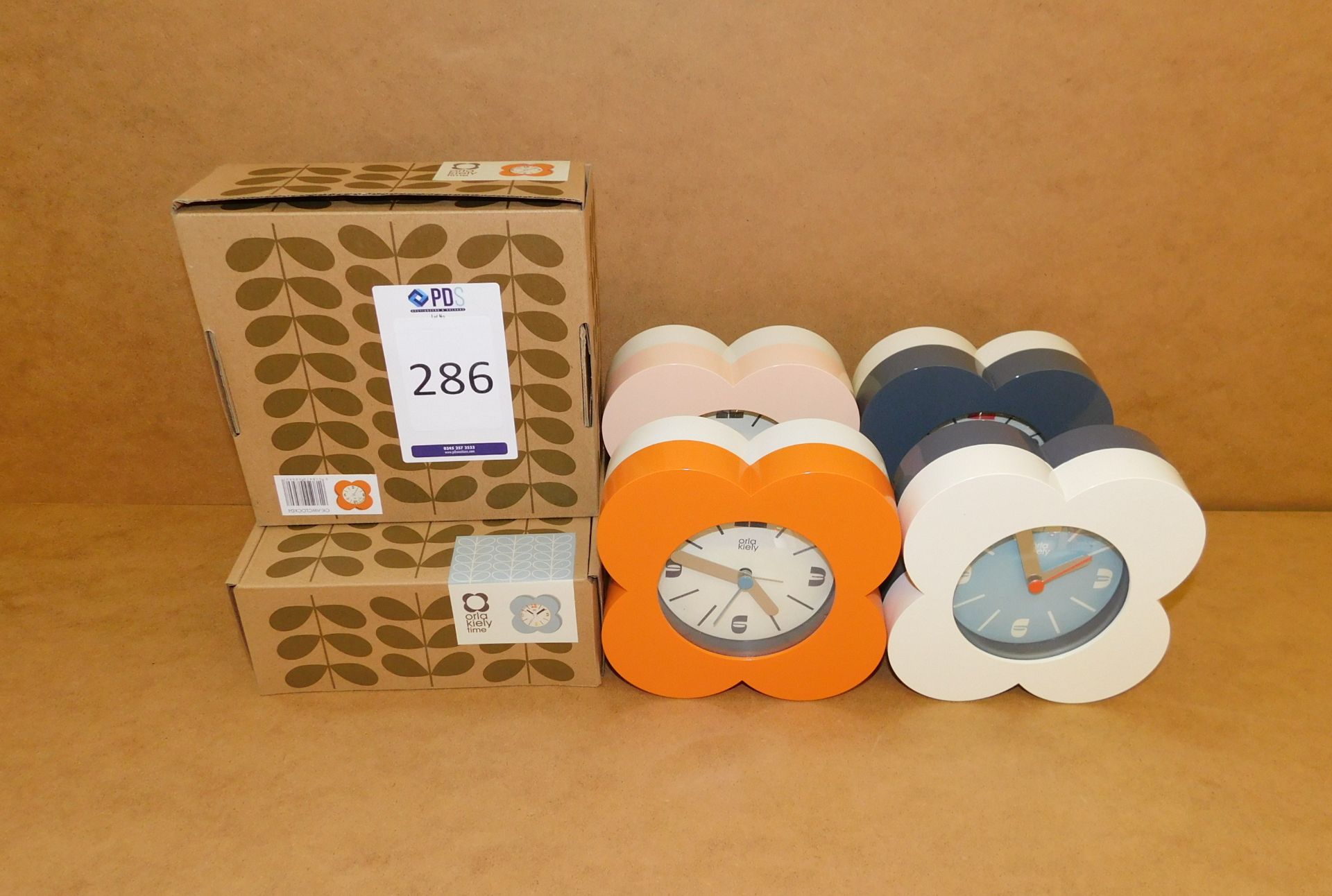 6 Orla Kiely Clocks (2 boxed) (RRP £393.95) (Located Stockport)