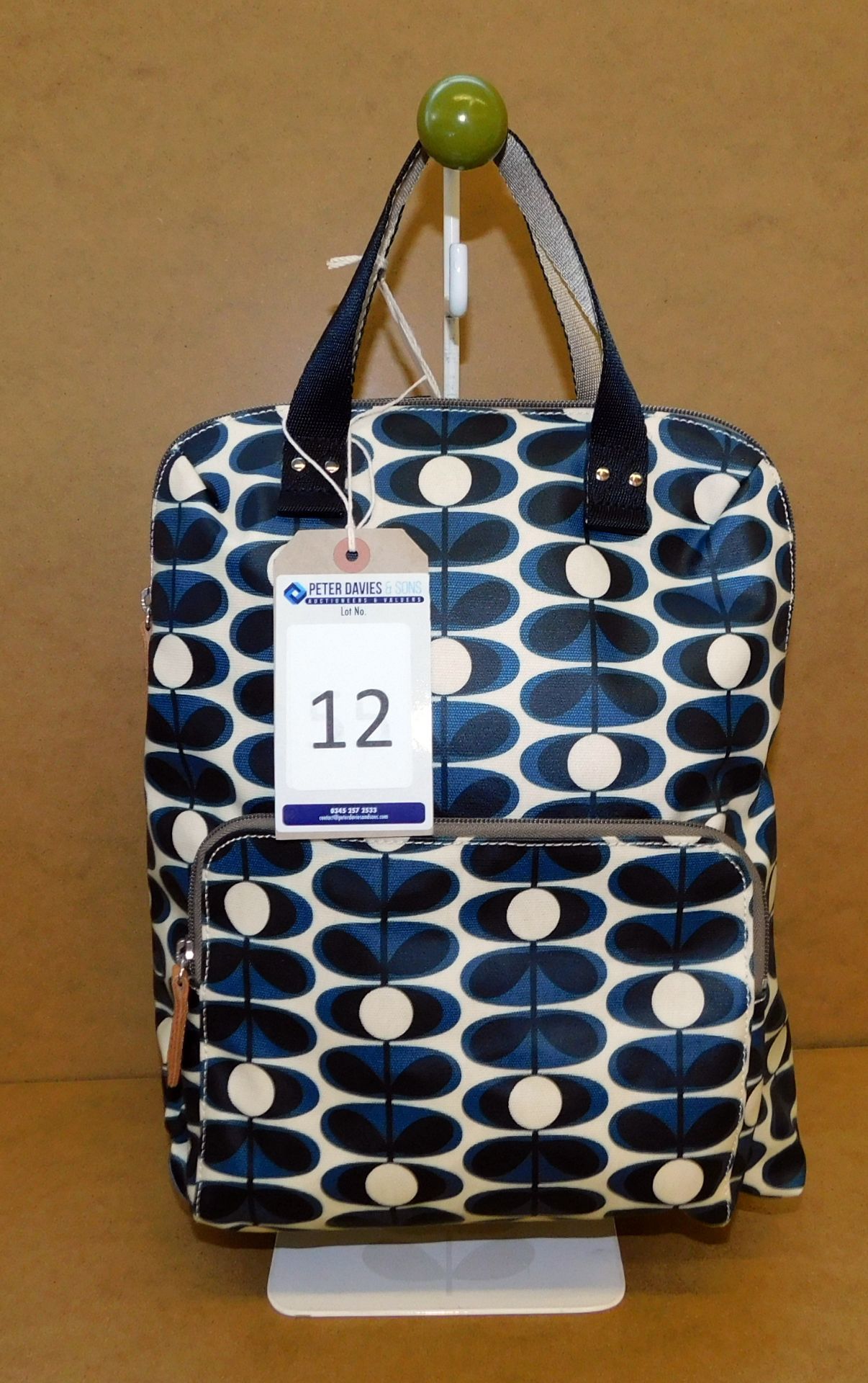 Orla Kiely Flower Oval Backpack Tote, Indigo (Ex-Display) (RRP £155) (Located Stockport)