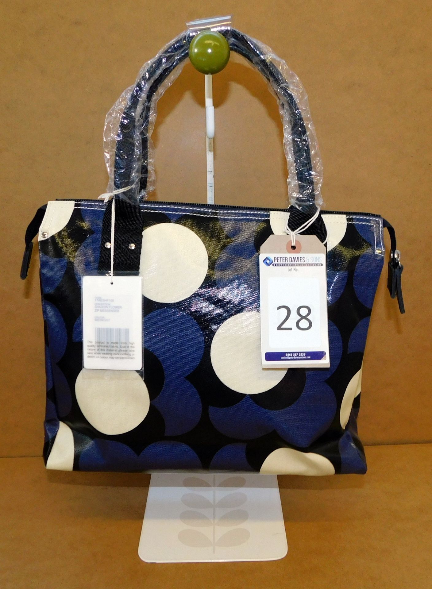 Orla Kiely Shadow Flower Zip Messenger, Midnight (Ex-Display) (RRP £155) (Located Stockport)